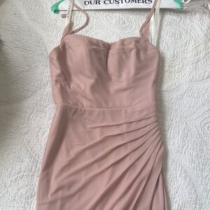Azazie Pink Mini Bodycon Dress with Asymmetrical Ruching and Sweetheart Neckline